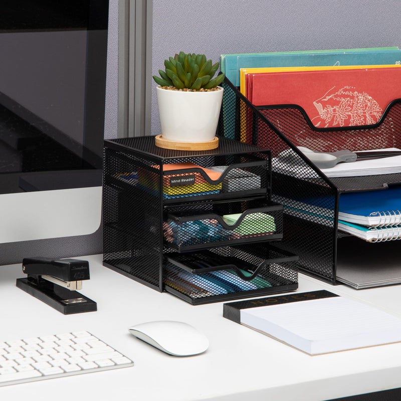 Mind Reader Desktop Accessory Storage, Desk Supplies, Organizer, Office, Metal Mesh, 6.25" L x 6.5" W x 6.5" H, Black - Image 2